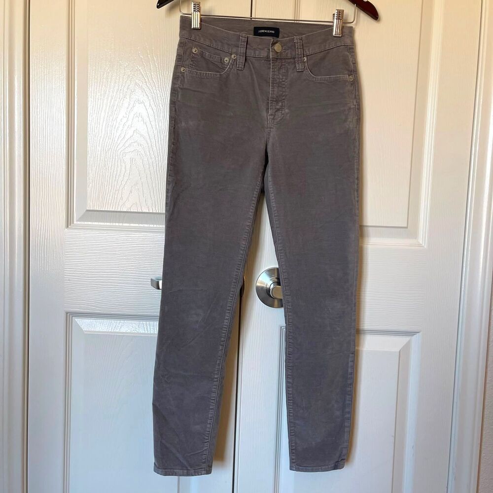 J Crew Jeans Womens 25 Gray Corduroy 9 High Rise Toothpick Stretch Skinny Pants - Picture 2 of 12